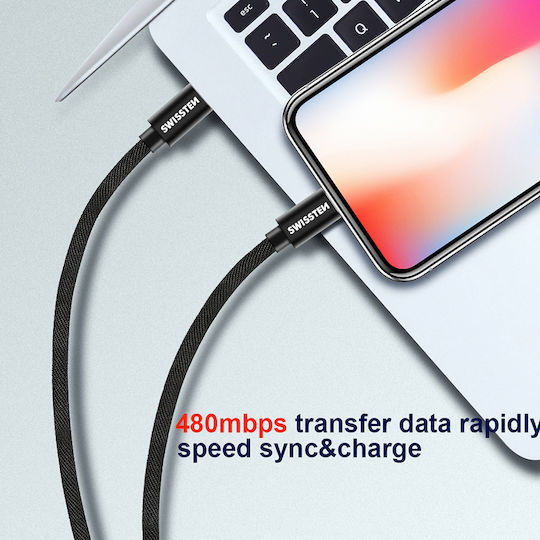 Swissten Geflochten USB-C zu Lightning Kabel Silber 2m (71529202)