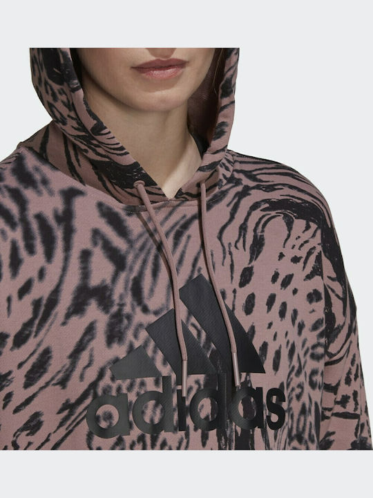 Future Icons Langes Damen Sweatshirt French Terry mit Kapuze Braun