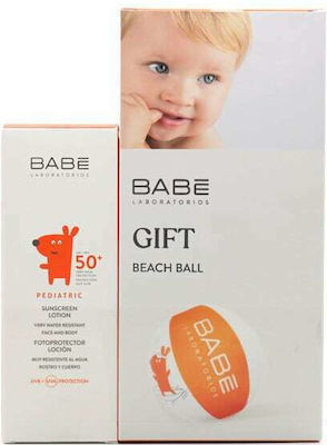 Babe Laboratorios Pediatric Waterproof Kids Sunscreen Emulsion for Face & Body SPF50 100ml & Gift Inflatable Ball SPF50+