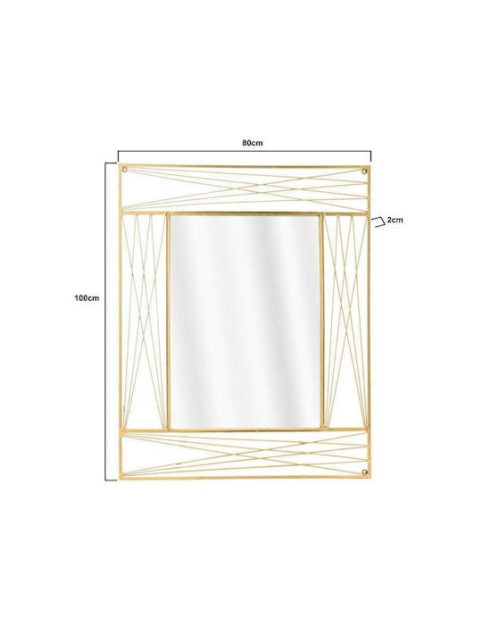 Inart Wall Mirror with Gold Metallic Frame 100x80cm 1pcs