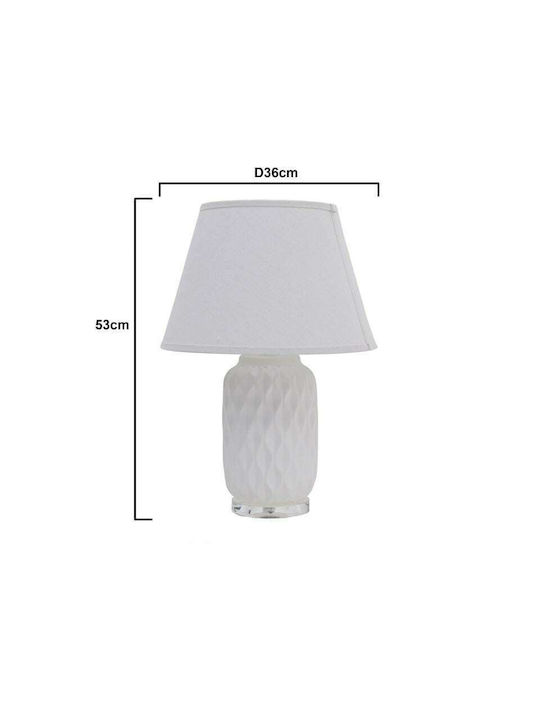 Inart Keramik Tischlampe für Fassung E27 mit Weiß Schirm und Basis