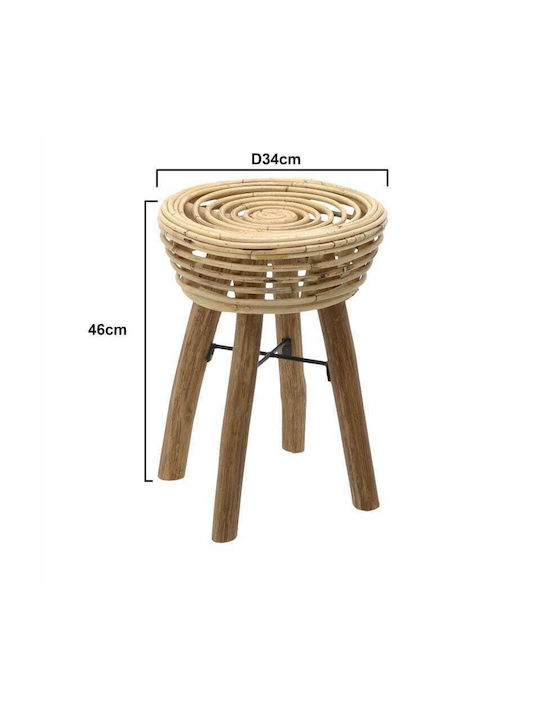Wooden Garden Stool Beige 34x34x46cm