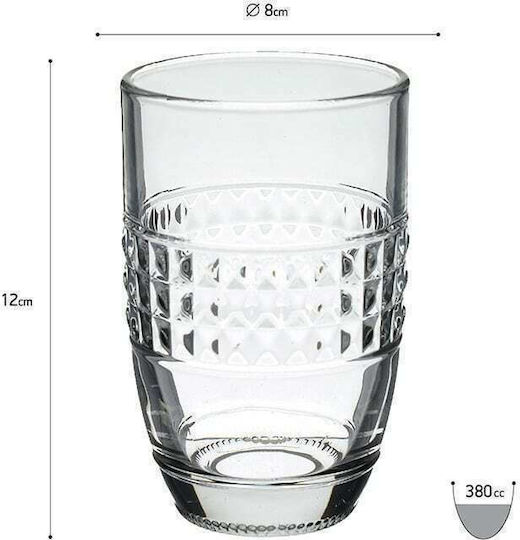 Click Σετ Ποτήρια Νερού από Γυαλί 380ml 6τμχ