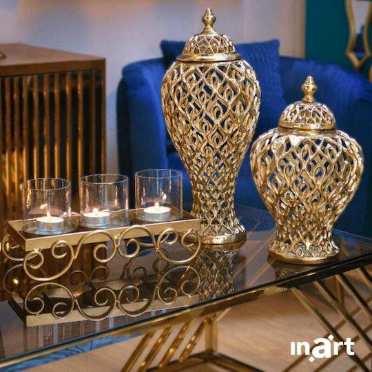 Inart Βάζο Αλουμινίου Χρυσό Φ24xΥ52cm
