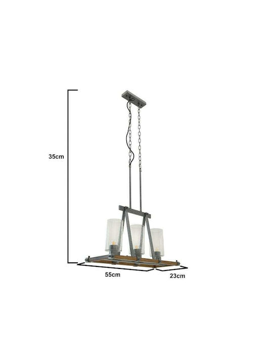 Inart Pendant Light Suspension Rail for Socket E27 Silver