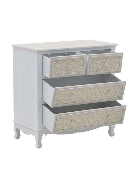 Chest of Drawers of Solid Wood with 4 Drawers Natural Beige - Mint 80x40x80cm