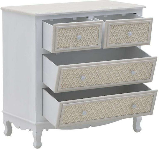Chest of Drawers of Solid Wood with 4 Drawers Natural Beige - Mint 80x40x80cm