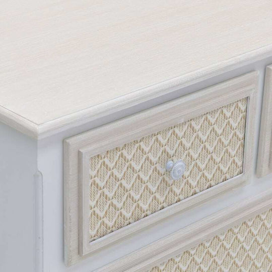Chest of Drawers of Solid Wood with 4 Drawers Natural Beige - Mint 80x40x80cm
