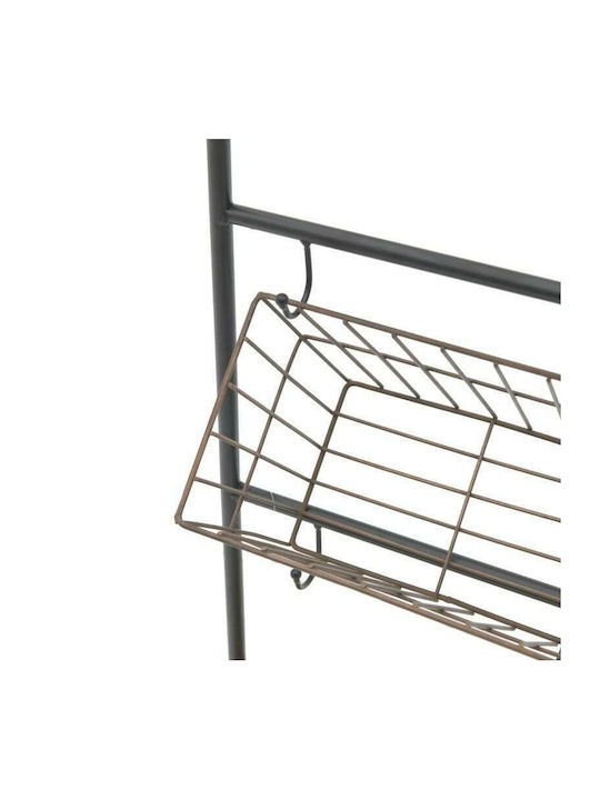 Inart Wooden Kitchen Rack 3 Tiers Black 38x17x87cm