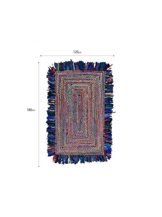 Inart Chindi Rug Rectangular with Fringes Multicolour