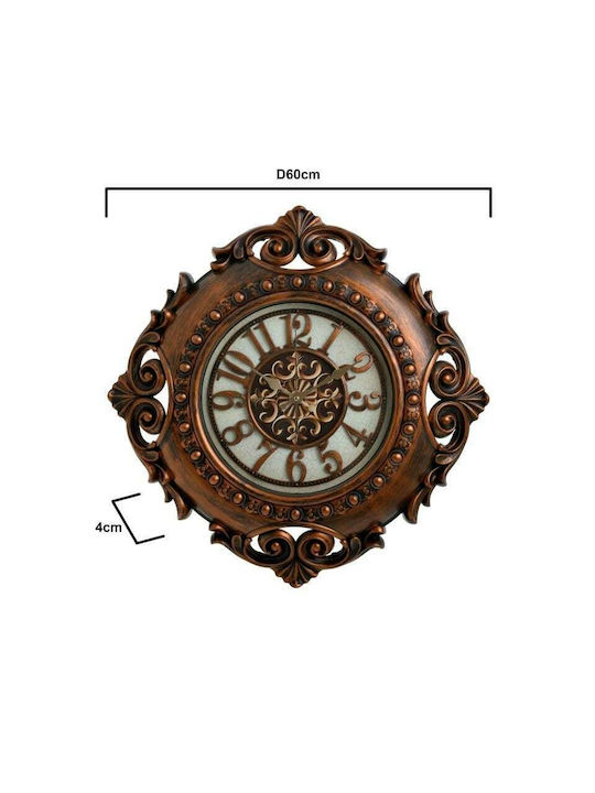 Inart Antique Wall Clock Plastic Bronze 60x60cm