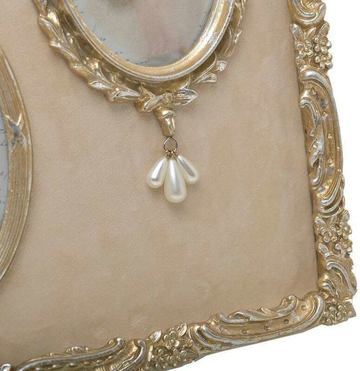 Inart Wall-Mounted Multi Picture Frame with Gold Polyresin Frame Gold-Beige