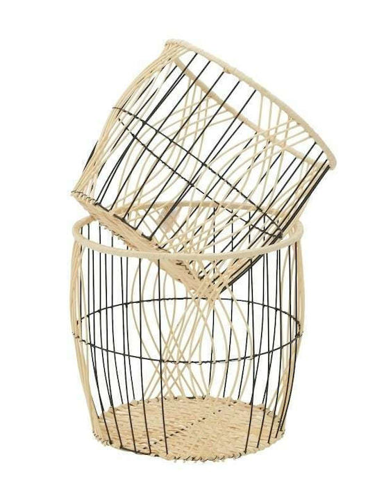 Inart Set of Decorative Baskets Rattan Beige 2pcs