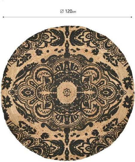 Inart Rug Round Summer from Jute Natural Beige / Black