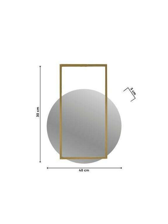 Inart Shapes Wall Mirror with Gold Metallic Frame Diameter 40cm 1pcs