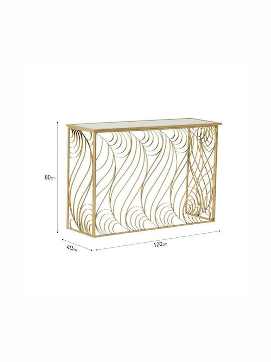 Consolă Metalică cu Suprafață din Sticlă Golden L120xL40xH80buc