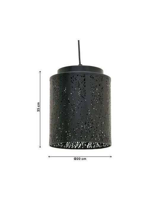 Inart Pendant Light Black with Socket E27 25.5cm