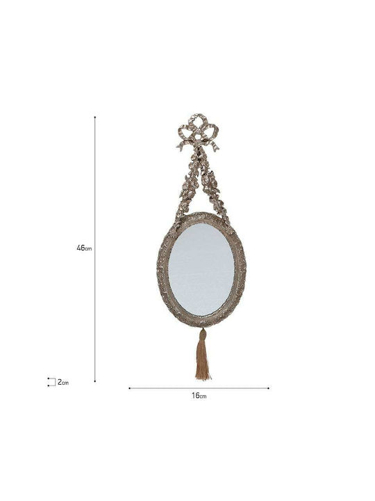 Inart Wall Mirror Oval with Champagne Plastic Frame 46x16cm 2pcs