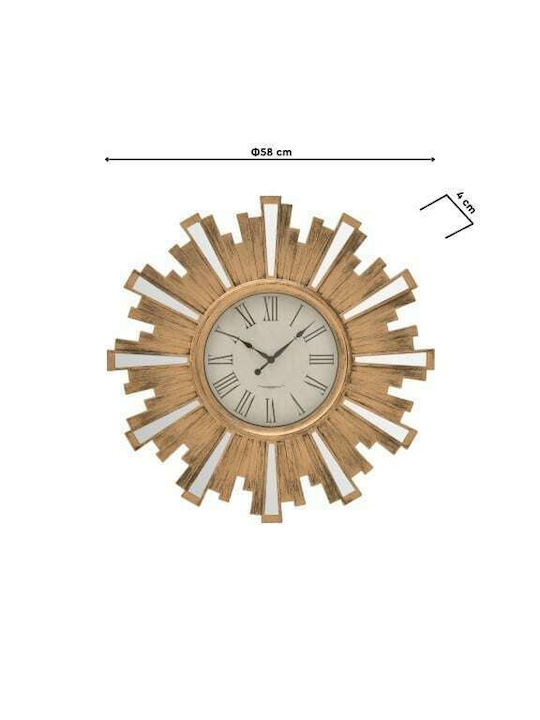 Inart Wall Clock Plastic Gold 58x58cm