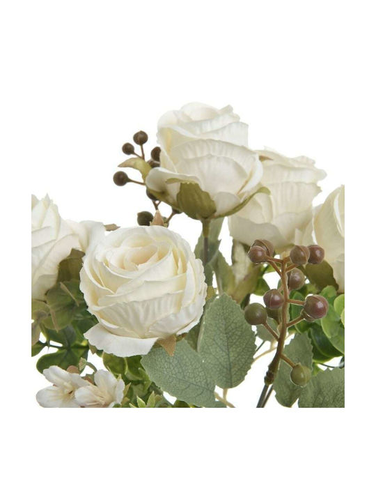 Inart Bouquet of Artificial Flowers Rose White 30cm 1pcs