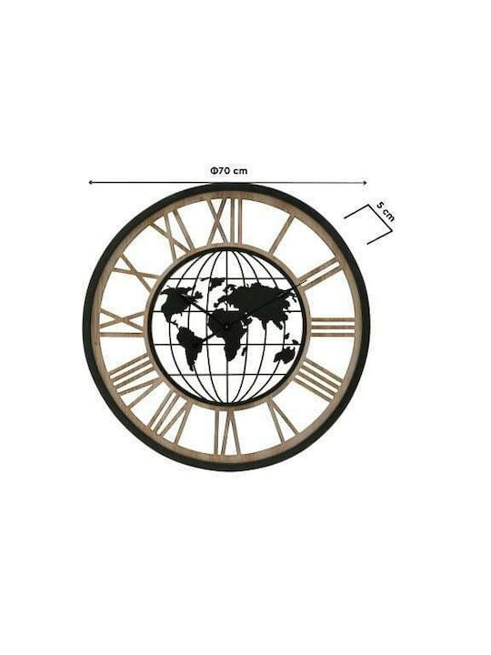 Inart Atlas Wanduhr Metallisch Black Ø70cm