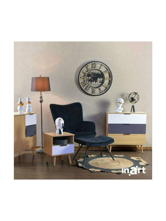 Inart Atlas Wanduhr Metallisch Black Ø70cm