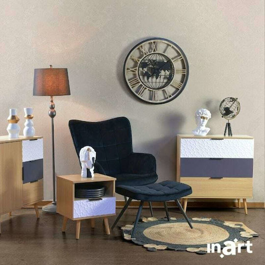 Inart Atlas Ceas de Perete Metalic Negru Ø70cm