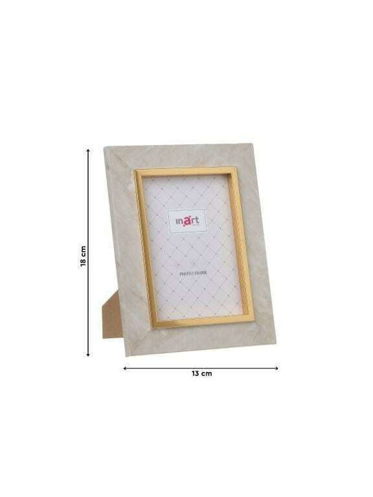 Inart Photo Frame Plastic 13x18cm Μπεζ/ Χρυσή 1pcs