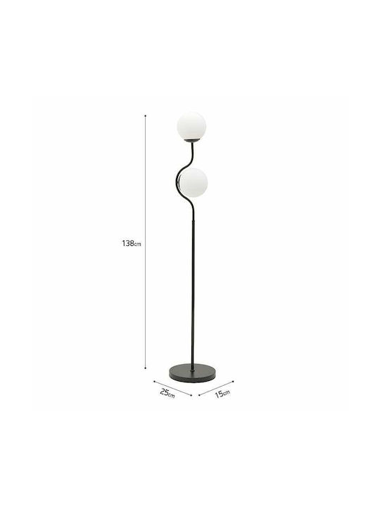 Inart Floor Lamp H138xW25cm. with Socket for Bulb E27 Black