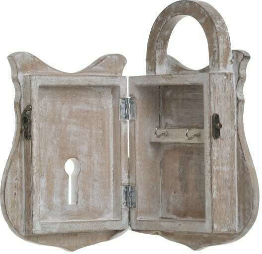 Inart Agățătoare Chei Din Lemn Natural/Alb Cu 2 Compartimente 20x7x28cm Inart Agățătoare Chei Din Lemn Natural/Alb Cu 2 Compartimente 20x7x28cm