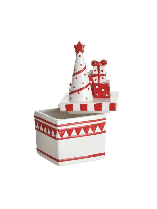 Inart Christmas Container Ceramic White L14xW14xH27cm.