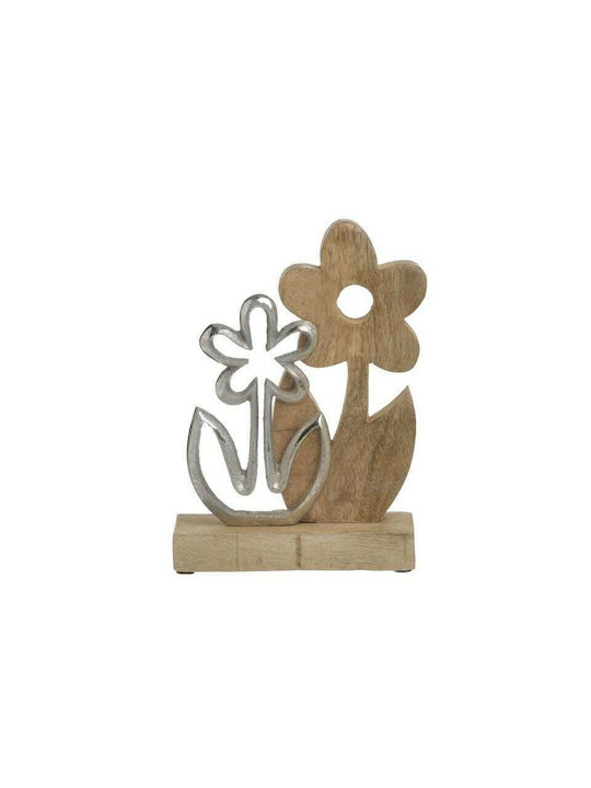 Inart Decorative Flower made of Wooden Natural/Silver 16x6x23cm 1pcs
