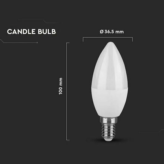 V-TAC Vt-1855 LED Bulb 4.5W 100mm for Socket E14 and Shape C35 Natural White 470lm