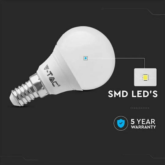 V-TAC LED Bulbs 4.5W for Socket E14 and Shape P45 Warm White 470lm 3pcs