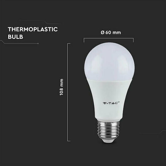 V-TAC Vt-2099 LED Bulb 8.5W 108mm for Socket E27 and Shape A60 Warm White 806lm