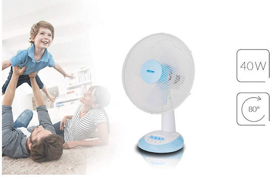 MPM Tischventilator 40W Lüfterdurchmesser 34,5cm Weiß