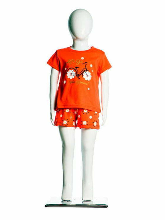 Joyce Set Top & Bottom Kids Summer Cotton Pyjamas Orange