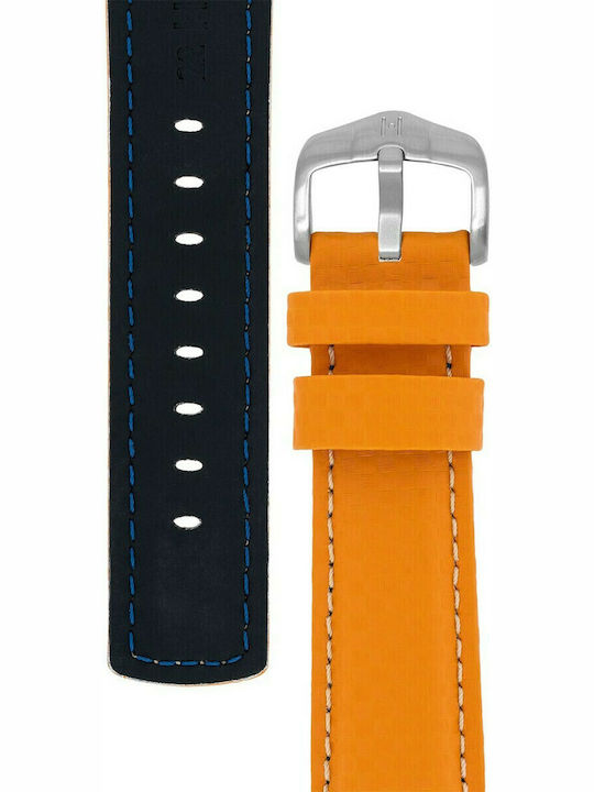 Hirsch Carbon Leather Strap Orange 20mm
