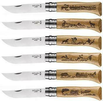 Opinel No.8 Animalia Дървена Касетa Джобно ножче Кафяв в Калъф Комплект 6бр