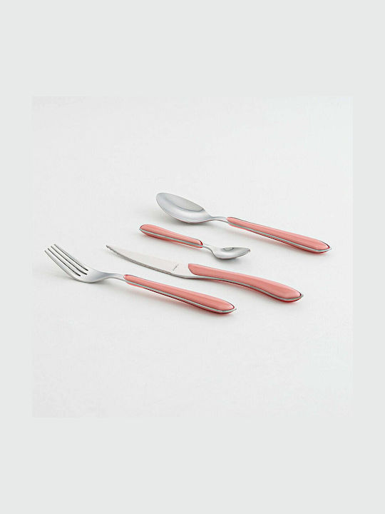 Amefa 24-Piece Stainless Steel 18/10 Pink Cutlery Set Eclat