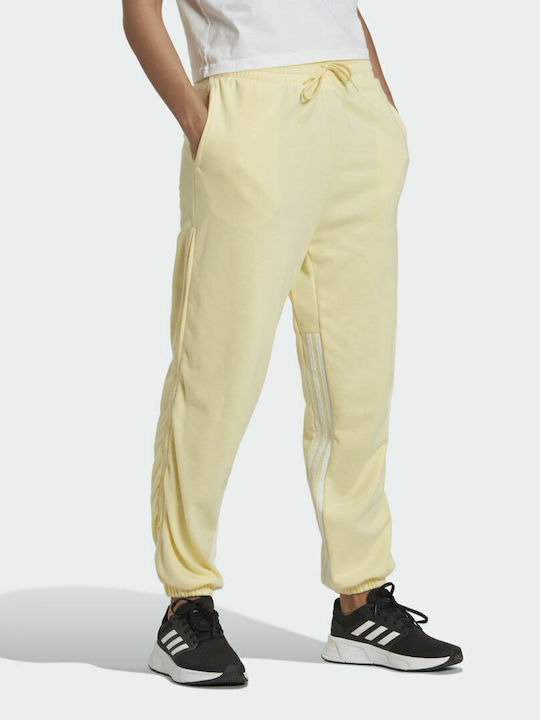 Hyperglam 3-Stripes High Waist Sweatpants Jogger Almost Yellow/White