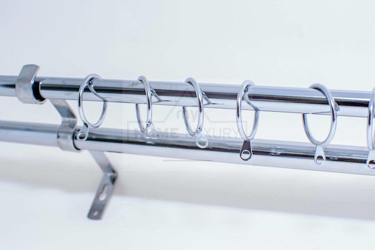 My Home Luxury Ausziehbar Metallisch Vorhangstange Strass Doppel mit Stange Φ19mm 160-310cm Silver