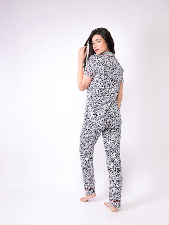 Set Summer Women's Pajamas Navy Blue