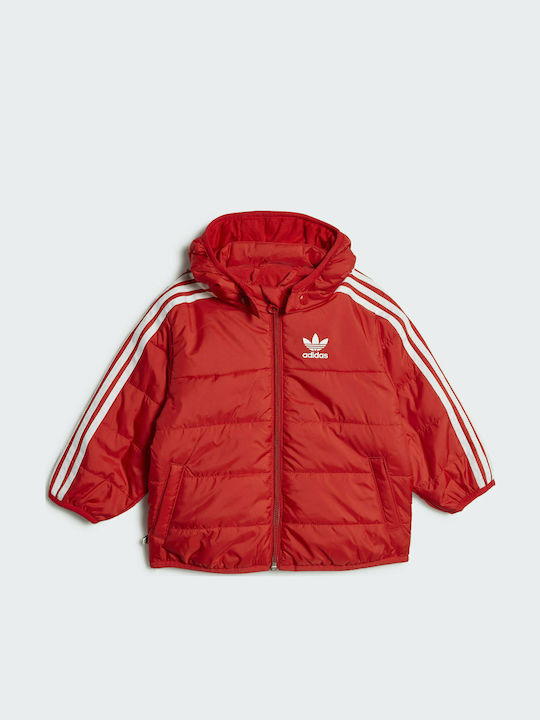 Kids' Sports Jacket Short with Hood Red Adicolor