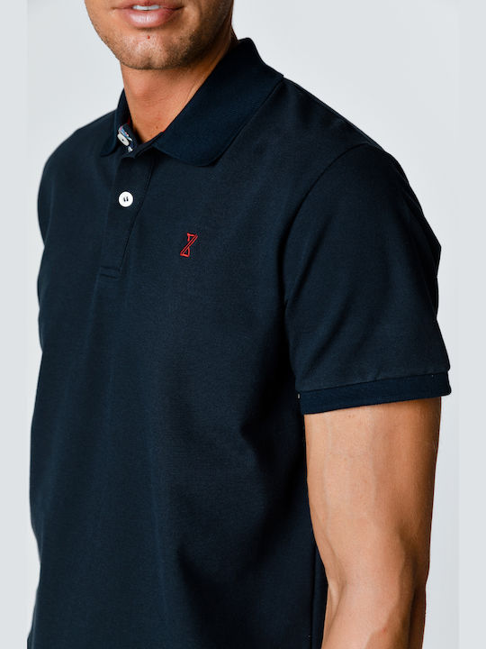 Snta Polo Pique with Short Sleeve & Floral Details - Blue Navy