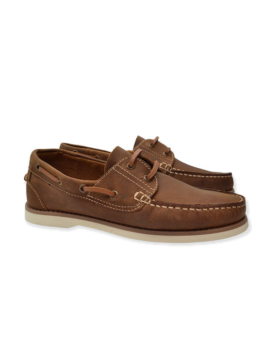 Hawkins Premium Men's Leather Boat Shoes Tabac Brown