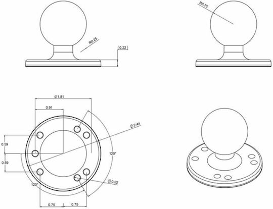 RAM Mount Kugel Für Moto GPS- und Handyhalterungszubehör