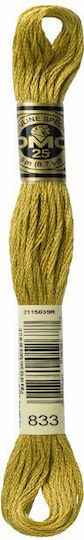 DMC Thread Embroidery Mouliné 117 Cotton in Yellow color 8m Golden Olive Light