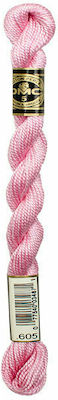 DMC Garn Stickerei Μουλινέ Cotton Perle 115 No5 Baumwolle in Rosa Farbe 25m Verdrehtes Rosa 25m.