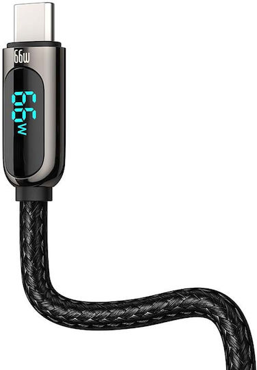 Baseus Display Braided USB 2.0 Cable USB-C male - USB-A 66W Μαύρο 2m CASX020101